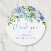 Blue Floral Hydrangea Vrijgezellenfeest Hartelijk  Bedankjes Labels (Voorkant)