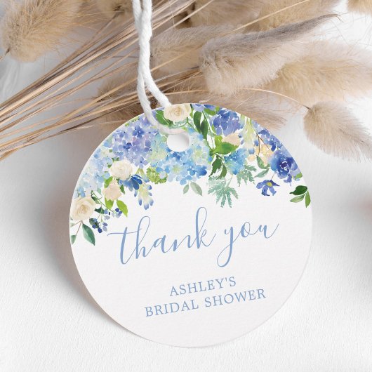Blue Floral Hydrangea Vrijgezellenfeest Hartelijk  Bedankjes Labels