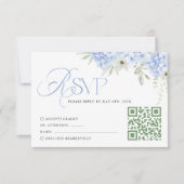 Blue Floral Hydrangea Wedding RSVP Card Kaartje (Voorkant)