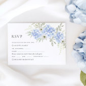 Blue Floral Hydrangea Wedding RSVP Kaart