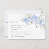Blue Floral Hydrangea Wedding RSVP Kaart (Voorkant)