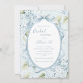 Blue Floral Hydrangeas Whimsical Bridal Kaart (Voorkant)
