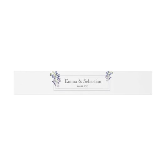Blue Floral Invitation Belly Band Uitnodigingen Wikkel (Vlak)