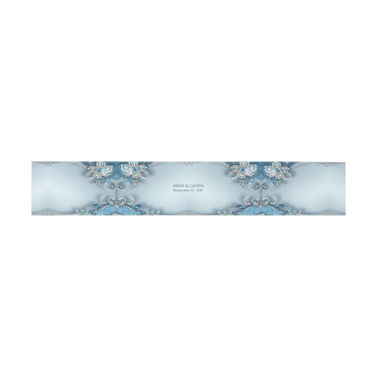 Blue  Floral Invitation Belly Band Uitnodigingen Wikkel (Vlak)