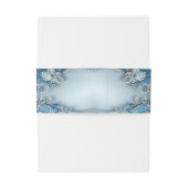 Blue  Floral Invitation Belly Band Uitnodigingen Wikkel (Achterkant Voorbeeld)