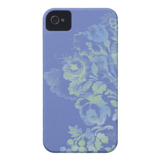 Blue Floral iPhone 4/4S Hoesje (Achterkant)