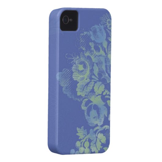 Blue Floral iPhone 4/4S Hoesje (Back/Rechts)