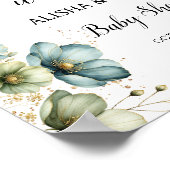 Blue Floral "It's a Boy" Baby shower Welkomstbord Poster (Hoek)