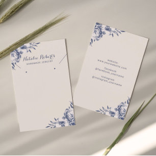  Blue Floral Jewelry Earring Display Visitekaartje