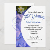 Blue floral Jewish bruiloft Uitnodiging (Voorkant / Achterkant)