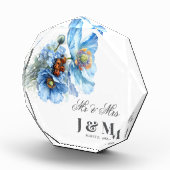 Blue Floral Keepsake Newlyweds Gift Bride  Groom  Fotoblokken (Rechts)