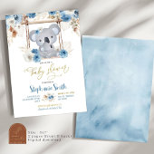 Blue Floral Koala Australian Animal Baby shower Kaart