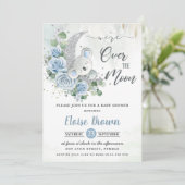 Blue Floral Koala We're Over the Moon Baby shower Kaart (Staand voorkant)