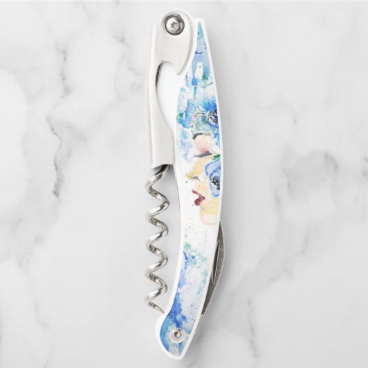 Blue Floral Kurkentrekker Waiter (Voorkant)