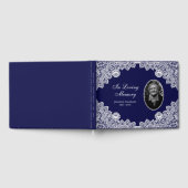 Blue  Floral Lace Memorial Foto Gastenboek (Volledig)
