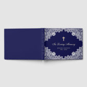  Blue Floral Lace Memorial Foto Gastenboek (Volledig)
