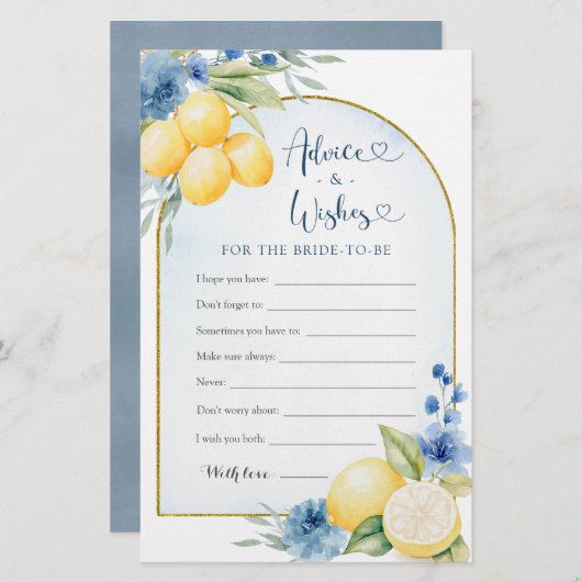 Blue Floral Lemon Main Squeeze Advies en Wensen (Voorkant / Achterkant)
