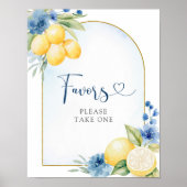 Blue Floral Lemon Main Squeeze Baby shower Favorie Poster (Voorkant)