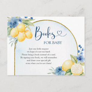Blue Floral Lemon Main Squeeze Books voor Baby Uitnodiging Briefkaart