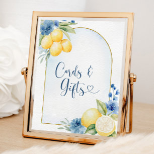 Blue Floral Lemon Main Squeeze Kaarten en geschenk Poster