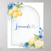 Blue Floral Lemon Main Squeeze Lemonade Poster (Voorkant)