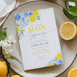 Blue Floral Lemon Main Squeeze Vrijgezellenfeest Kaart
