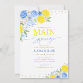 Blue Floral Lemon Main Squeeze Vrijgezellenfeest Kaart (Voorkant)