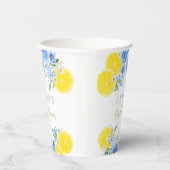 Blue Floral Lemon Main Squeeze Vrijgezellenfeest Papieren Bekers (Rechts)
