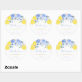 Blue Floral Lemon Main Squeeze Vrijgezellenfeest Ronde Sticker (Vel)