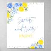 Blue Floral Lemon Sweet Treats Vrijgezellenfeest Poster (Voorkant)
