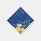 Blue Floral Lemon Wedding Party Bedankt Bericht Servet (Hoek)