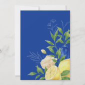 Blue Floral Lemon Wedding Save the Date (Achterkant)