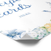 Blue Floral & Lemons Laat hier je recept Kaart ach Poster (Hoek)
