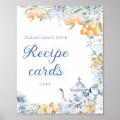 Blue Floral & Lemons Laat hier je recept Kaart ach Poster (Voorkant)