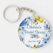 Blue Floral Lemons Sleutelhanger Favor (Voorkant)