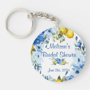 Blue Floral Lemons Sleutelhanger Favor