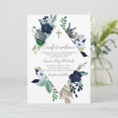 Blue Floral Lijst bevestiging Kaart (Staand voorkant)