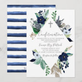 Blue Floral Lijst bevestiging Kaart (Voorkant / Achterkant)