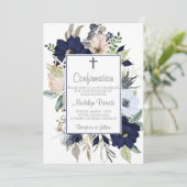 Blue Floral Lijst bevestiging Kaart (Staand voorkant)