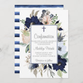 Blue Floral Lijst bevestiging Kaart (Voorkant / Achterkant)