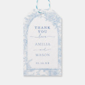 Blue Floral Lijst bruiloft Dank u Gift Label Cadeaulabel (Achterkant)
