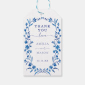 Blue Floral Lijst bruiloft Dank u Gift Label Cadeaulabel (Achterkant)