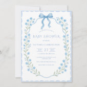 Blue Floral Lijst lint  Baby shower Kaart (Voorkant)