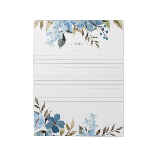 Blue Floral Lined Notes Notitieblok (Linkerzijde)