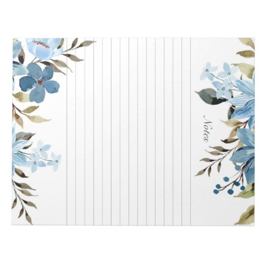 Blue Floral Lined Notes Notitieblok (Voorkant)