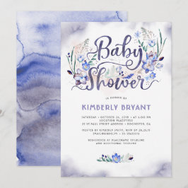 Blue Floral Little Man - Boy Baby shower Kaart