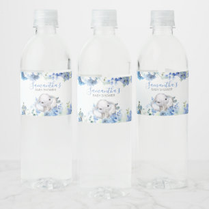 Blue Floral Little Peanut Baby shower Waterfles Etiket