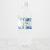 Blue Floral Little Peanut Baby shower Waterfles Etiket (Achterkant)