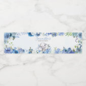 Blue Floral Little Peanut Baby shower Waterfles Etiket (Enkel label)