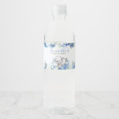 Blue Floral Little Peanut Baby shower Waterfles Etiket (Voorkant)